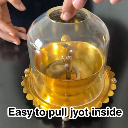 Akhand Diya Lamp with Adjustable wick & Glass