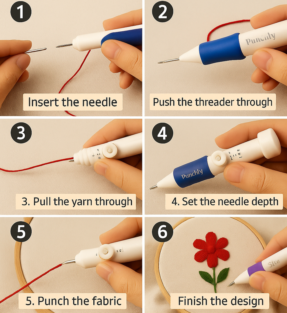 Embroidery Punch Needle Pen Set