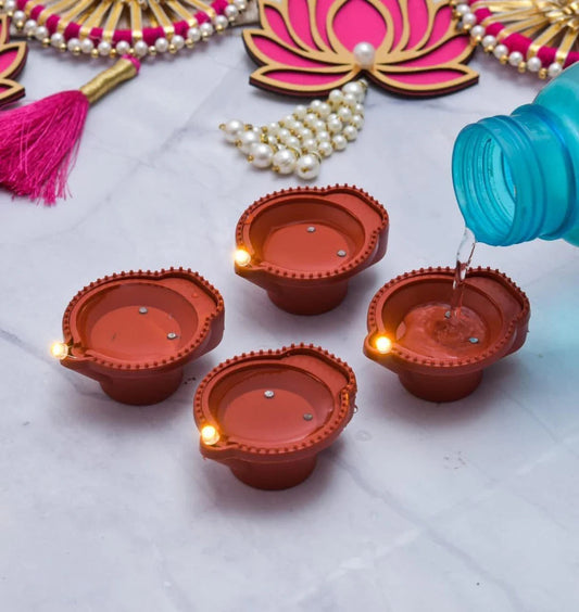 Water Sensor LED Diya - No Fire, No Smoke, No Oil – Just Radiant Light (Pack of 6/12/18/24)